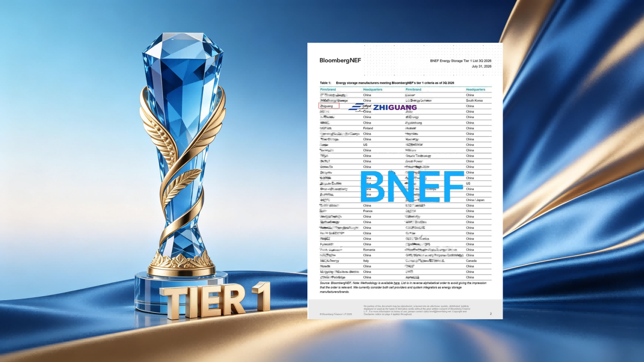 四度蟬聯！智光電氣再登BNEF Tier 1全球儲能廠商榜單
